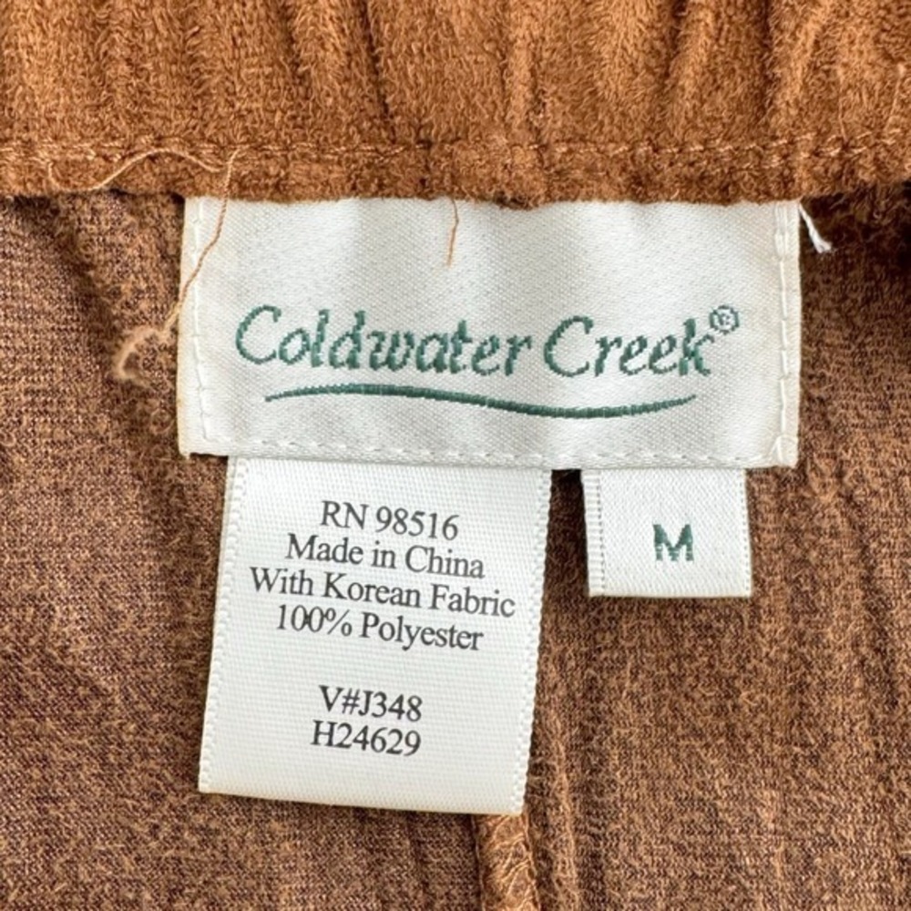 Coldwater Creek Brown Suede Midi Skirt Elastic Waist Flounce Hem M - Picture 4 of 10